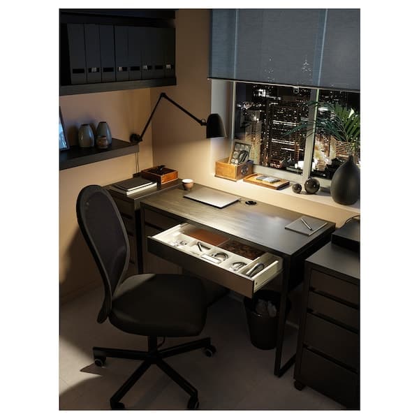 MICKE - Desk, black-brown, 105x50 cm - best price from Maltashopper.com 10244743