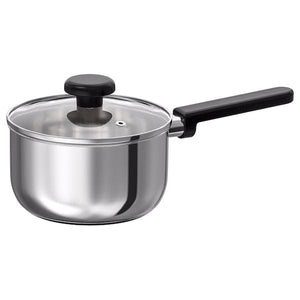 MIDDAGSMAT - Saucepan with lid, clear glass/stainless steel, 2 l - best price from Maltashopper.com 10463702