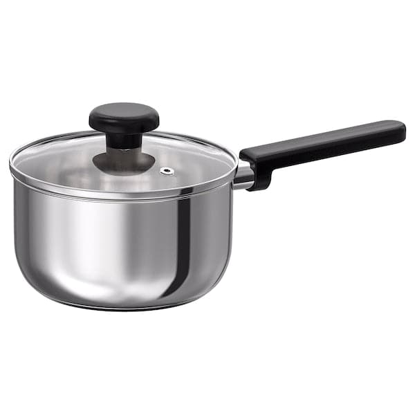 MIDDAGSMAT - Saucepan with lid, clear glass/stainless steel, 2 l - best price from Maltashopper.com 10463702