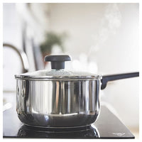 MIDDAGSMAT - Saucepan with lid, clear glass/stainless steel, 2 l - best price from Maltashopper.com 10463702