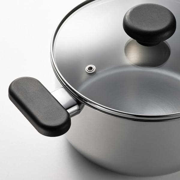 MIDDAGSMAT - Pot with lid, clear glass/stainless steel, 3 l - best price from Maltashopper.com 20463711