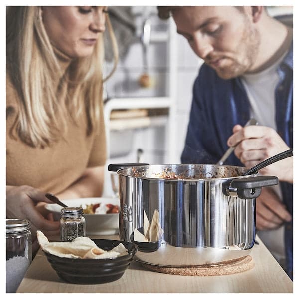 MIDDAGSMAT - Pot with lid, clear glass/stainless steel, 5 l - best price from Maltashopper.com 80463713