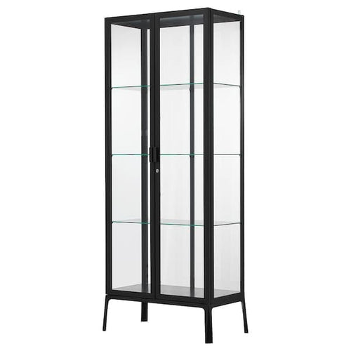 MILSBO - Glass-door cabinet, anthracite, 73x175 cm