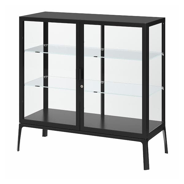 MILSBO - Glass-door cabinet, anthracite, 101x100 cm