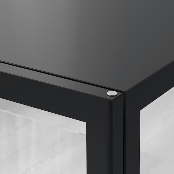 MILSBO - Glass-door cabinet, anthracite, 101x100 cm - best price from Maltashopper.com 90452304