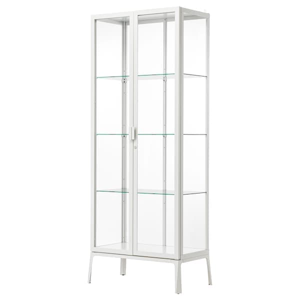 MILSBO - Glass-door cabinet, white, 73x175 cm - best price from Maltashopper.com 00396416