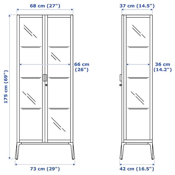 MILSBO - Glass-door cabinet, white, 73x175 cm - best price from Maltashopper.com 00396416