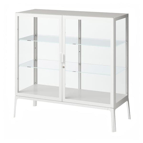 MILSBO - Glass-door cabinet, white, 101x100 cm