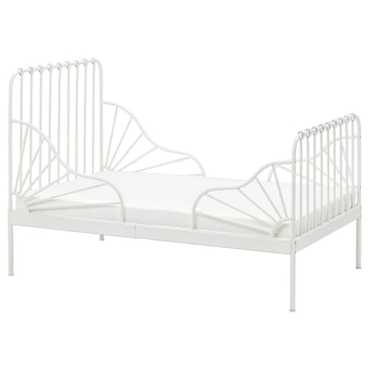 MINNEN - Ext bed frame with slatted bed base, white, 80x200 cm - best price from Maltashopper.com 29123958