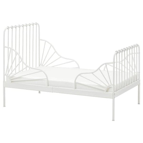 MINNEN - Ext bed frame with slatted bed base, white, 80x200 cm
