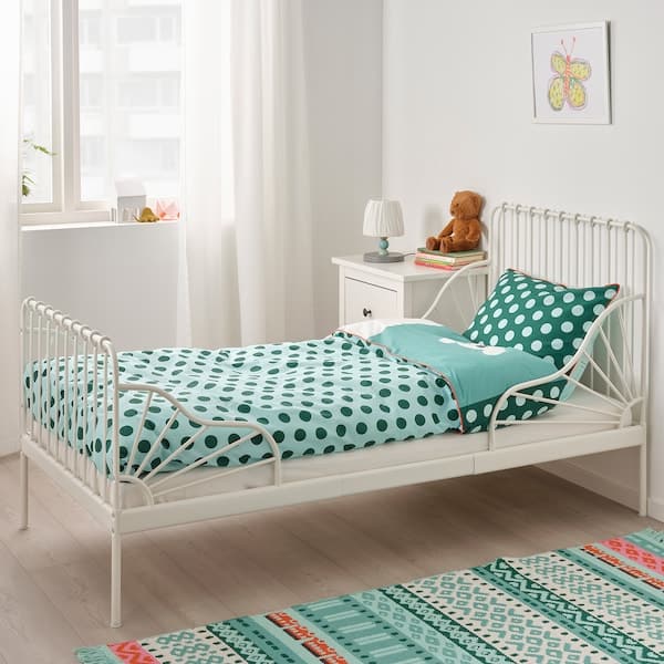 MINNEN - Ext bed frame with slatted bed base, white, 80x200 cm - best price from Maltashopper.com 29123958