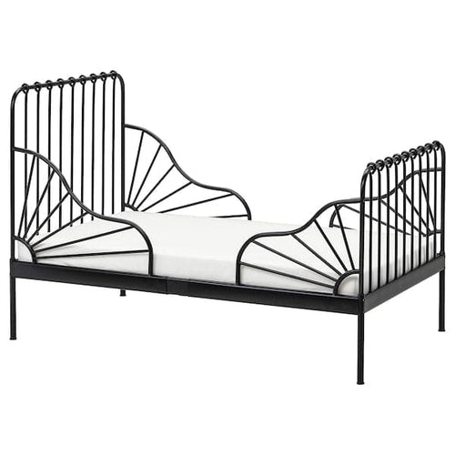MINNEN Extendable bed structure and slats - black 80x200 cm , 80x200 cm