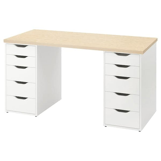 MITTCIRKEL / ALEX - Desk, lively pine effect white, 140x60 cm - best price from Maltashopper.com 49508747