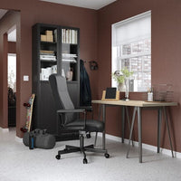 MITTCIRKEL / NÄRSPEL - Desk, lively pine effect/dark grey, 140x60 cm - best price from Maltashopper.com 09508749