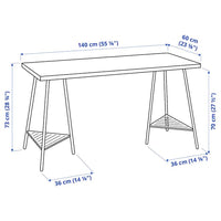MITTCIRKEL / TILLSLAG - Desk, lively pine effect/white, 140x60 cm - best price from Maltashopper.com 09508754