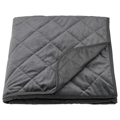 MJUKPLISTER - Bedspread, dark grey, 260x250 cm