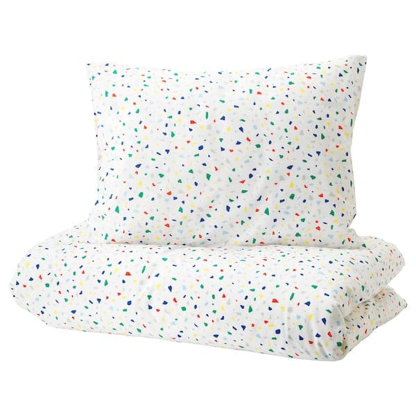 MÖJLIGHET - Duvet cover and pillowcase, white/mosaic patterned, 150x200/50x80 cm