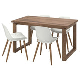 MÖRBYLÅNGA / GRÖNSTA table and 4 chairs, oak veneer brown stained/white, 140x85 cm