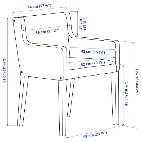 Ikea MÖRBYLÅNGA / MÅRENÄS - Table and 4 chairs with armrests, black/gunnared oak veneer, , 145 cm