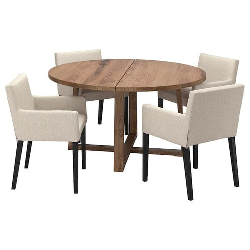 MÖRBYLÅNGA / MÅRENÄS - Table and 4 chairs with armrests , 145 cm