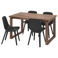 MÖRBYLÅNGA / ODGER - Table and 4 chairs, oak veneer brown stained/anthracite, 140x85 cm - best price from Maltashopper.com 19305044