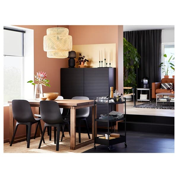 Ikea MÖRBYLÅNGA / ODGER - Table and 4 chairs, oak veneer brown stained/anthracite, 140x85 cm