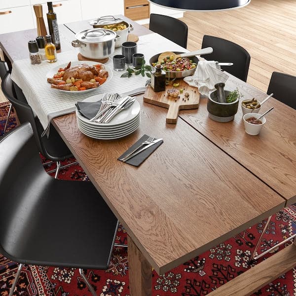 MÖRBYLÅNGA - Table, oak veneer brown stained, 220x100 cm - best price from Maltashopper.com 20293766