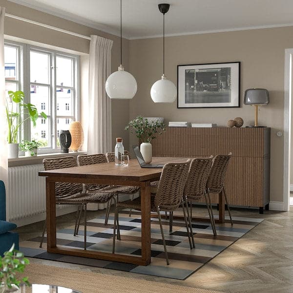 MÖRBYLÅNGA / TEGELÖN - Table and 6 chairs, oak veneer/beige beige, 220x100 cm - best price from Maltashopper.com 39501237