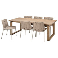 MÖRBYLÅNGA / TEGELÖN - Table and 6 chairs, oak veneer/beige beige, 220x100 cm - best price from Maltashopper.com 39501237
