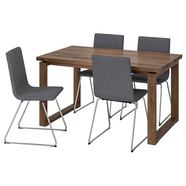MÖRBYLÅNGA / VOLFGANG Table and 4 chairs - brown/Gunnared smoke grey 140x85 cm , 140x85 cm - Premium Kitchen & Dining Furniture Sets from Ikea - Just €1233.99! Shop now at Maltashopper.com