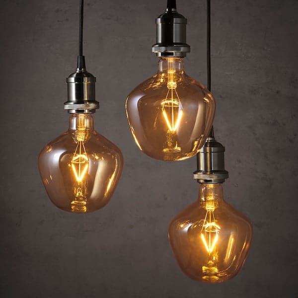 Ikea MOLNART - LED bulb E27 120 lumen, clear glass brown bell, 132 mm