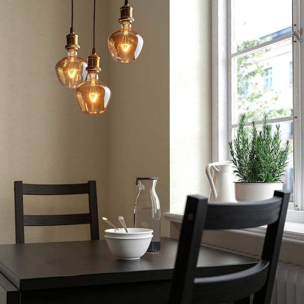 Ikea MOLNART - LED bulb E27 120 lumen, clear glass brown bell, 132 mm