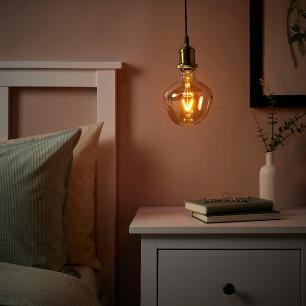 Ikea MOLNART - LED bulb E27 120 lumen, clear glass brown bell, 132 mm
