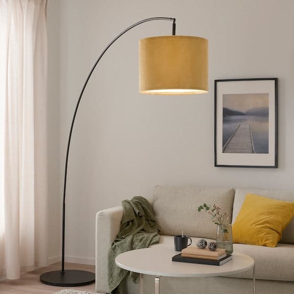 Ikea MOLNSKIKT - Lamp shade, dark yellow velvet, 42 cm