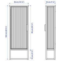 MOSSJÖN - Wall cabinet w shelves/glass door, anthracite, 36x18x102 cm - best price from Maltashopper.com 60567778