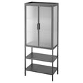 MOSSJÖN glass-door cabinet with 2 doors, anthracite, 60x34x146 cm