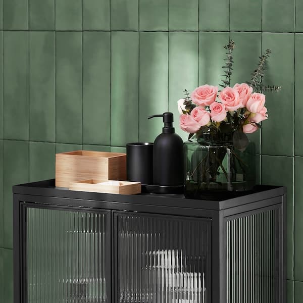 Ikea MOSSJÖN - Glass-door cabinet with 2 doors, anthracite, 60x34x146 cm