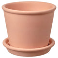MUSKOTBLOMMA plant pot with saucer, in/outdoor terracotta, 12 cm