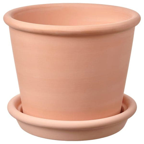 MUSKOTBLOMMA - Plant pot with saucer, in/outdoor terracotta, 15 cm