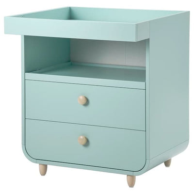 MYLLRA - Changing table with drawers, light turquoise - best price from Maltashopper.com 70399261