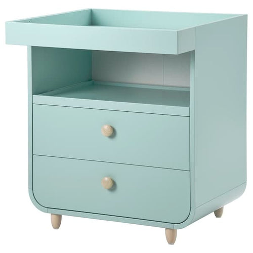 MYLLRA - Changing table with drawers, light turquoise