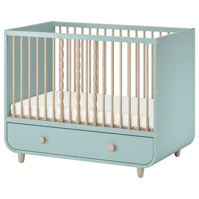 MYLLRA Cot with drawer - light turquoise 60x120 cm - best price from Maltashopper.com 80462619