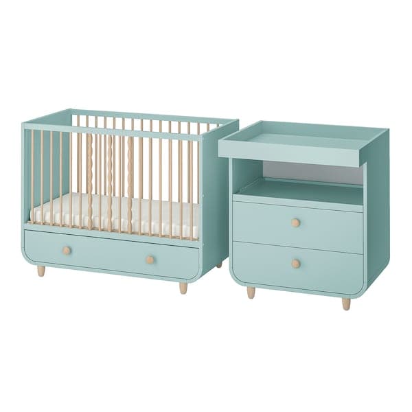 MYLLRA - Set of 2 baby furniture, light turquoise, , 60x120 cm - best price from Maltashopper.com 19506599