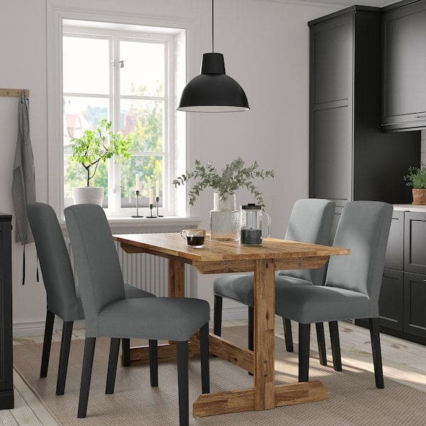 NACKANÄS / BERGMUND - Table and 4 chairs, black acacia / gray Nykvarn,140 cm , - best price from Maltashopper.com 09496275