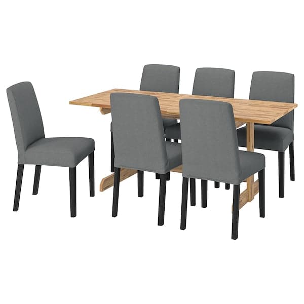 NACKANÄS / BERGMUND - Table and 6 chairs, acacia black/Nykvarn grey, 180 cm , 180 cm - best price from Maltashopper.com 29496279