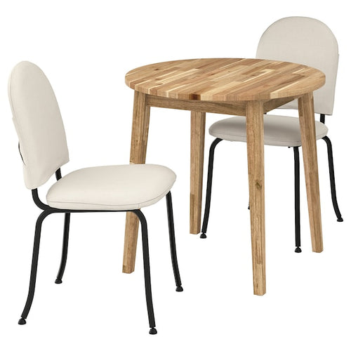 NACKANÄS / EBBALYCKE - Table and 2 chairs, acacia/Idekulla beige,80 cm