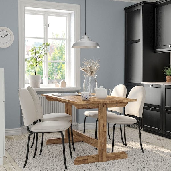Ikea NACKANÄS / EBBALYCKE - Table and 4 chairs, acacia/Idekulla beige,140 cm
