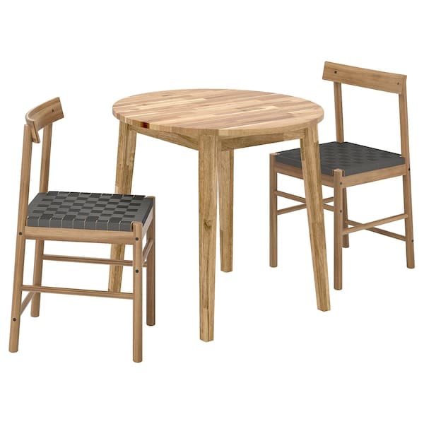 NACKANÄS / NACKANÄS - Table and 2 chairs, acacia/acacia