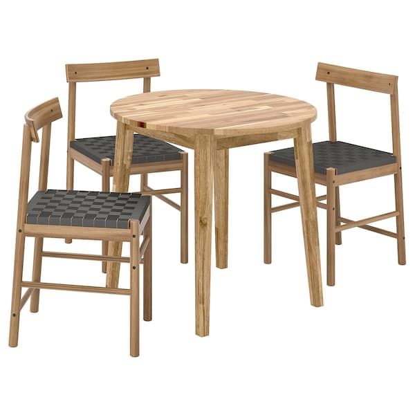 NACKANÄS / NACKANÄS - Table and 3 chairs, acacia/acacia, 80 cm - best price from Maltashopper.com 99471690