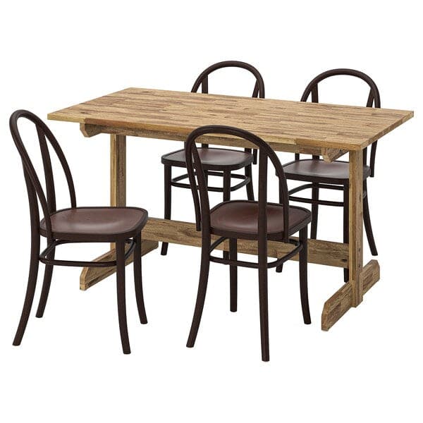 NACKANÄS / SKOGSBO - Table and 4 chairs, acacia/dark brown, 140 cm - best price from Maltashopper.com 29528237